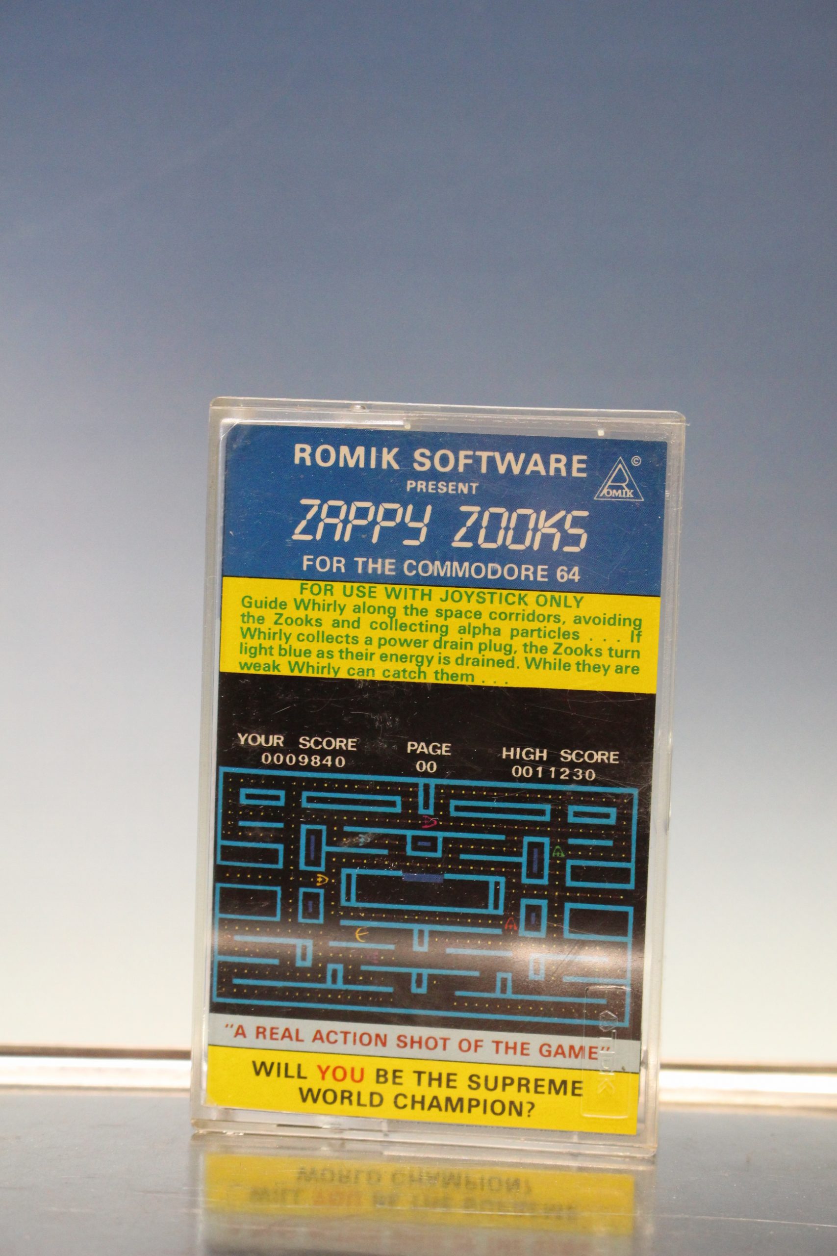Commodore. Juego Zappy Zooks (come cocos). Romik, 1983. Cinta, cassette.