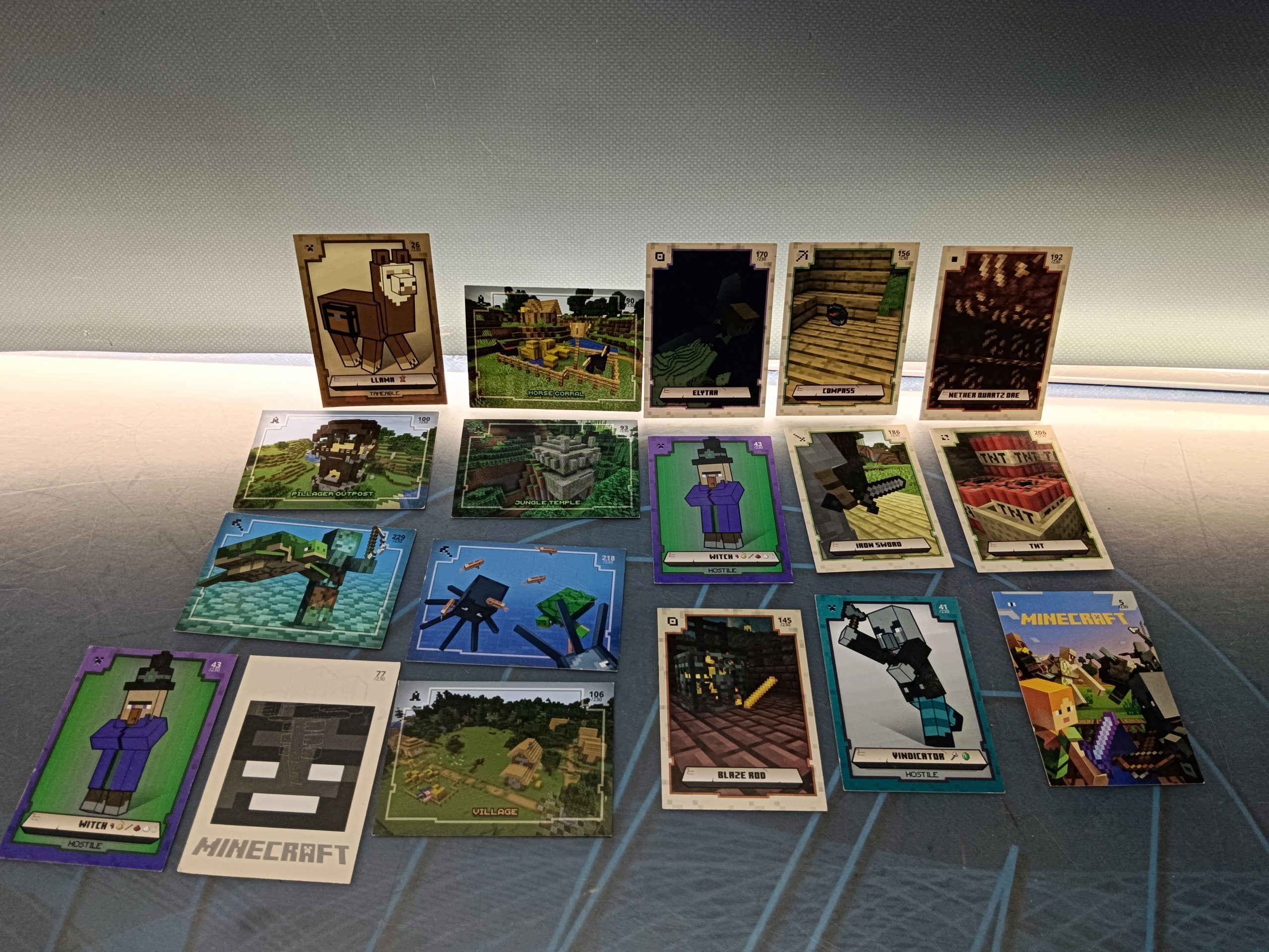 Trading cards, 18 cromos o cartas, MINECRAFT adventure trading cards