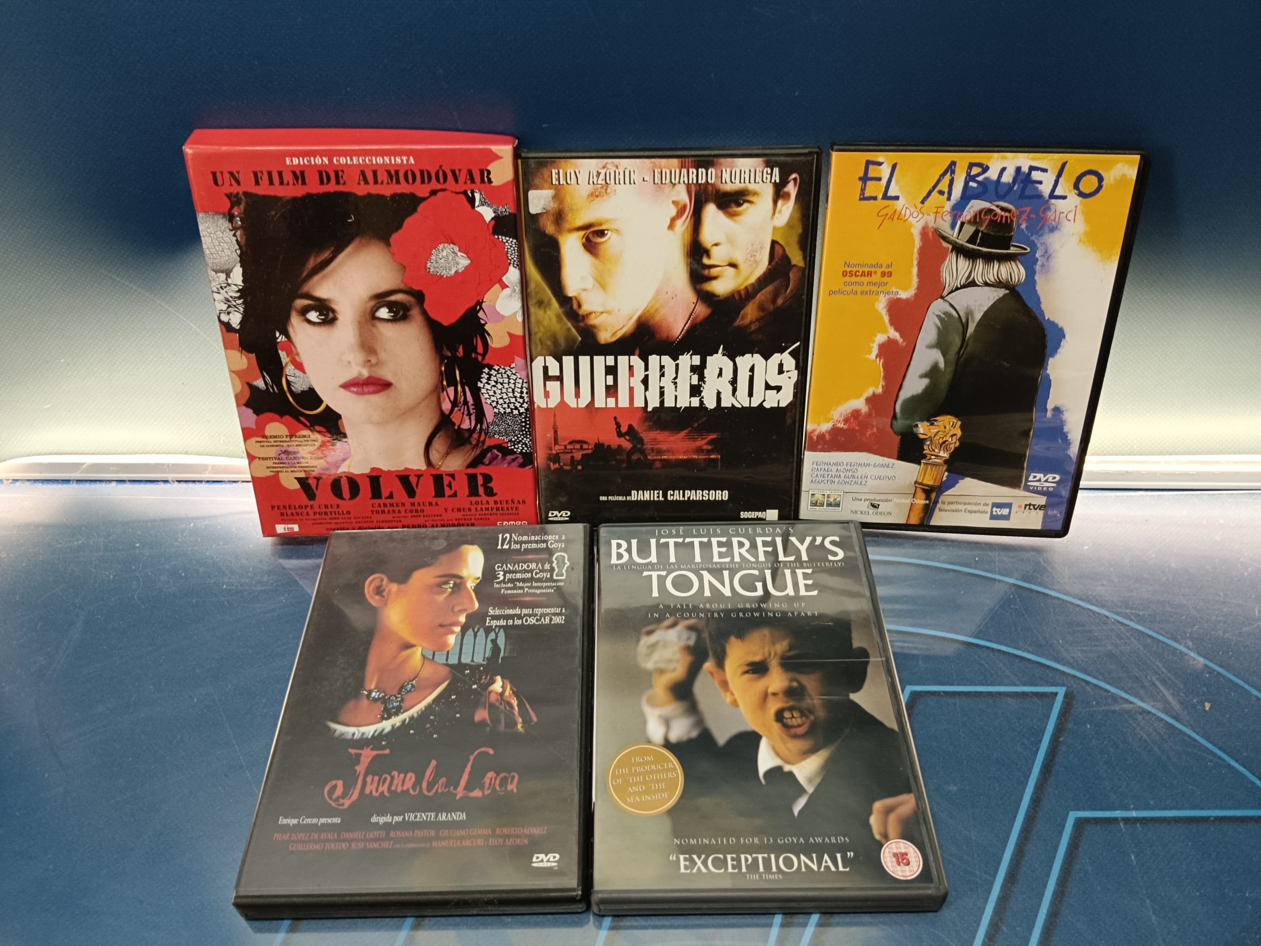 5 DvDs cine español VOLVER-GUERREROS-EL ABUELO-LA LENGUA DE LAS MARIPOSAS-JUANA DE ARCO