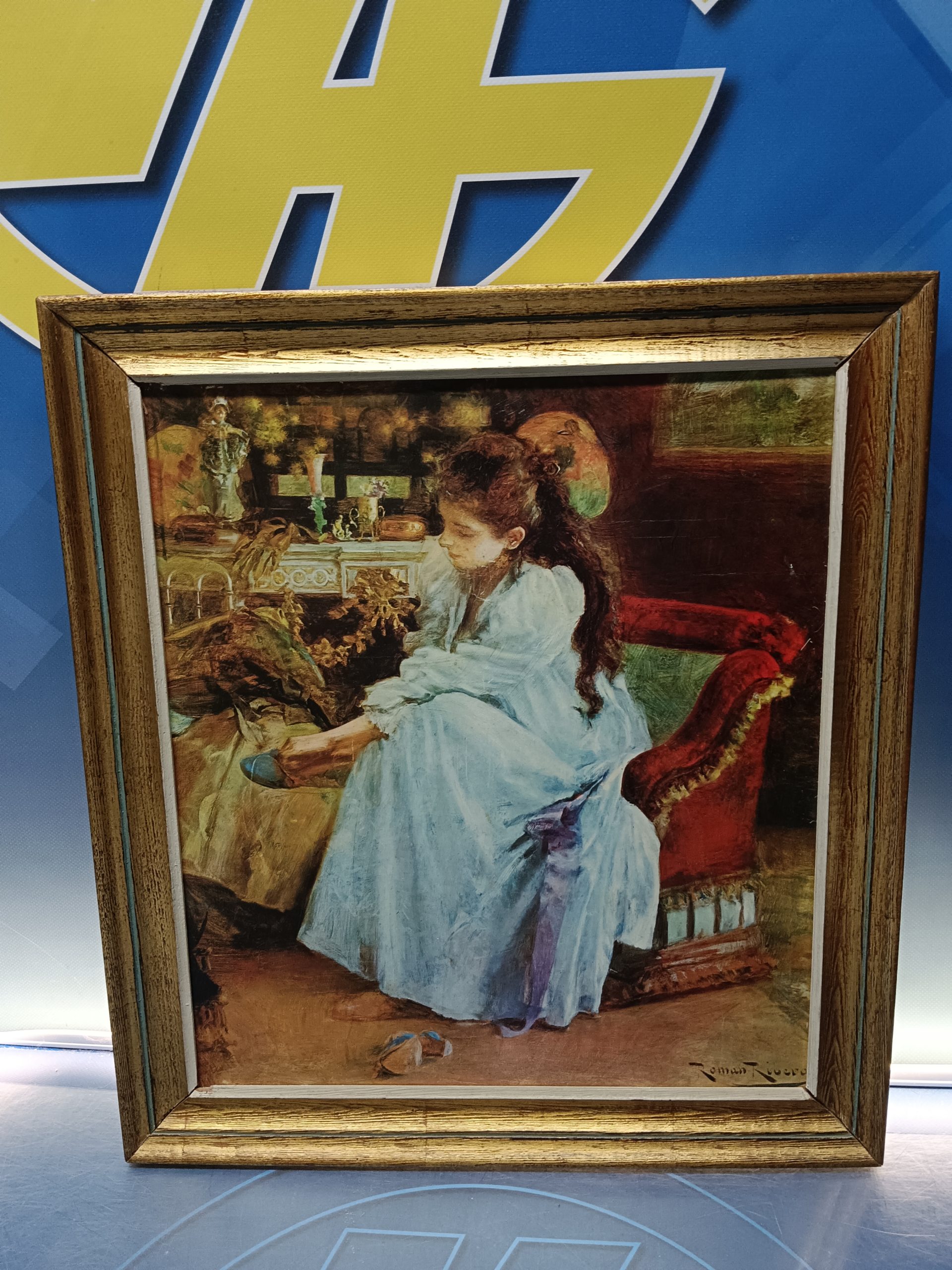 Cuadro , lamina enmarcada en marco de madera ROMAN RIVERO 53x47 cm