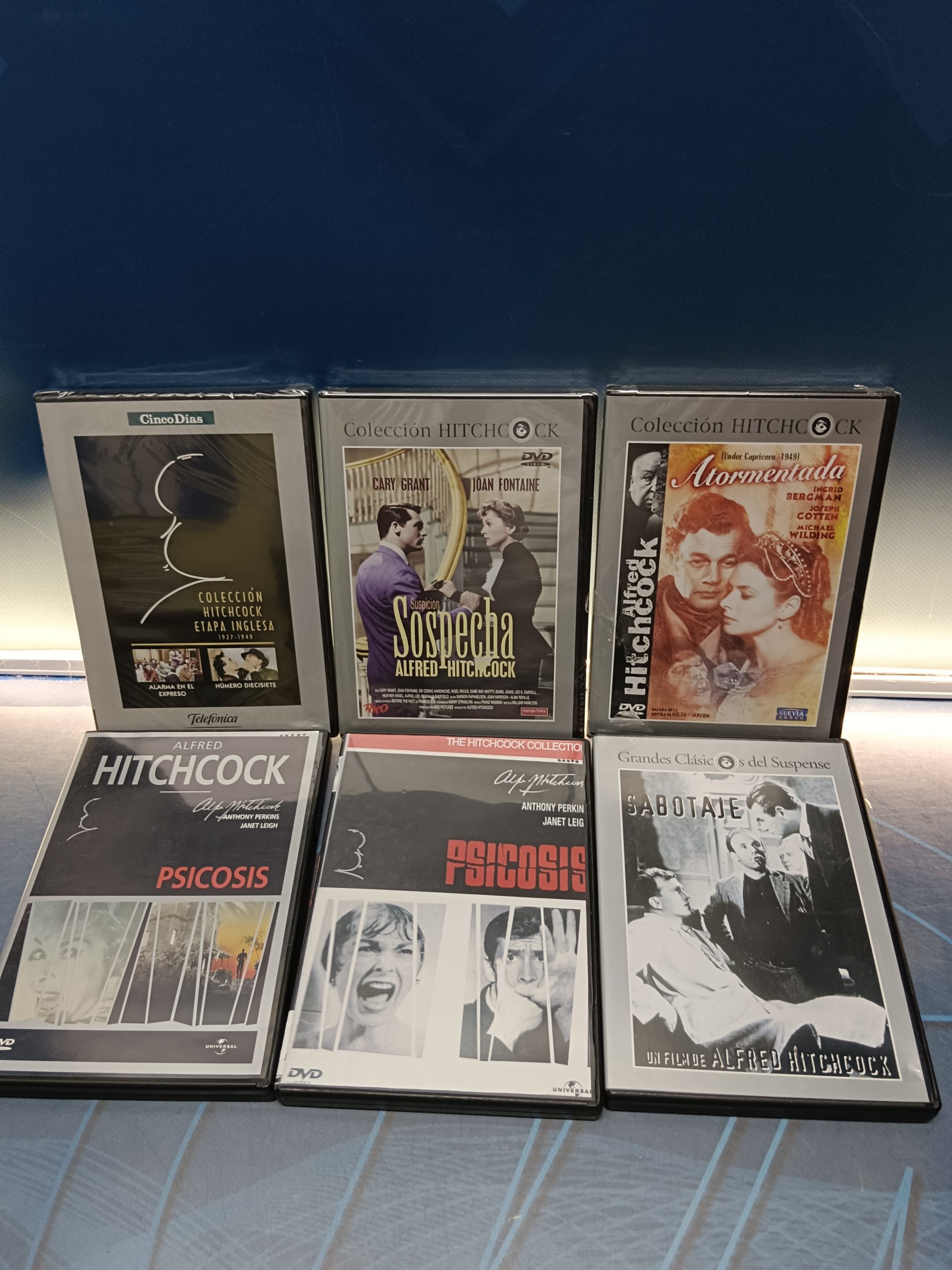 lote 6 peliculas DvD, Hitchcock, Psicosis, Sabotaje, Atormentada, Sospecha, y mas
