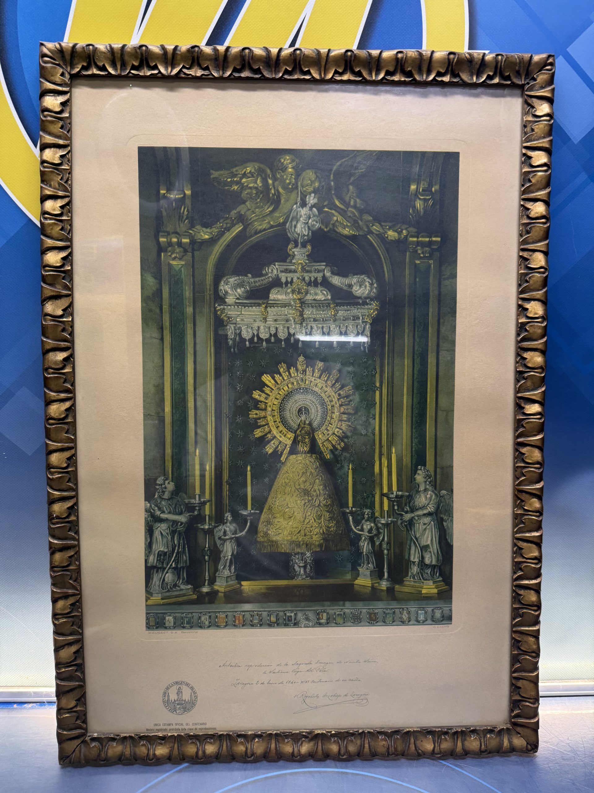 LITOGRAFÍA. XIX CENTENARIO DE LA VIRGEN DEL PILAR EN ZARAGOZA