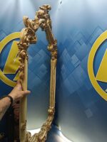 Espejo cornucopia, espejo de madera tallada, 112 x 62 cm. dorado, buen estado - Imagen 3