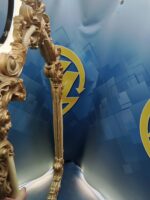 Espejo cornucopia, espejo de madera tallada, 112 x 62 cm. dorado, buen estado - Imagen 5