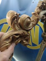 Espejo cornucopia, espejo de madera tallada, 112 x 62 cm. dorado, buen estado - Imagen 7