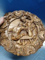 Dos Platos de madera, tallados, 22x22 xcm. Años 70 - Imagen 5