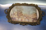Bandeja marco de bronce y cristal con paisaje de invierno Brueghel el Viejo o Hendrick Avercamp - Imagen 2