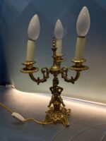 Clásica Lampara de mesa, mesilla, bronce, 3 brazos 38x20 cm - Imagen 16