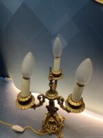 Clásica Lampara de mesa, mesilla, bronce, 3 brazos 38x20 cm - Imagen 15