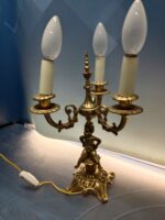 Clásica Lampara de mesa, mesilla, bronce, 3 brazos 38x20 cm - Imagen 14