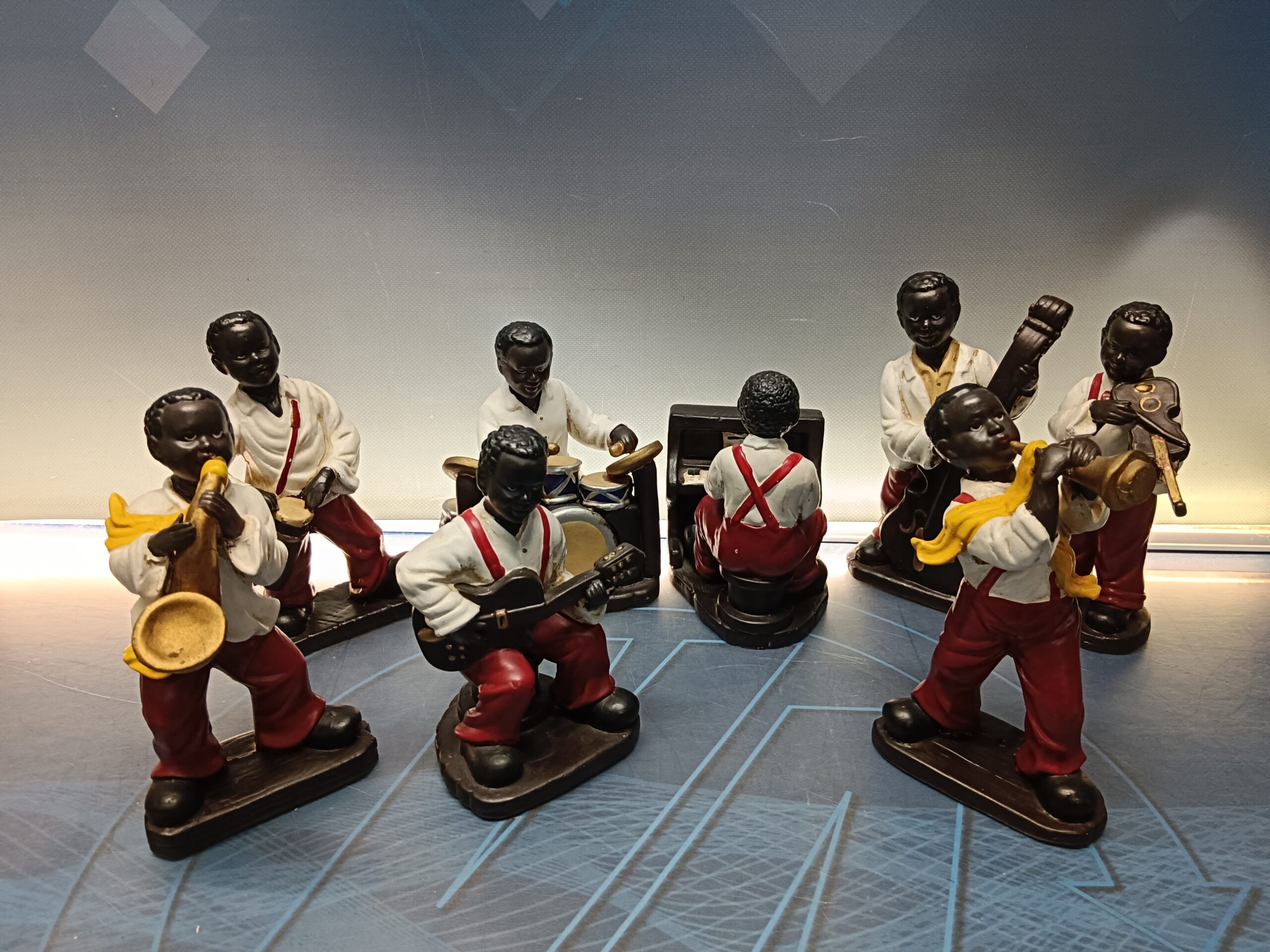 8 figuras músicos de jazz , figuras cerámica banda de jazz