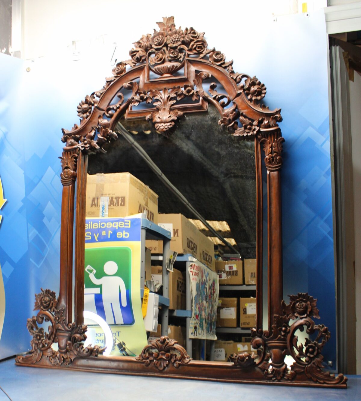 IMG_8230 Gran espejo en madera tallada. - Imagen 1