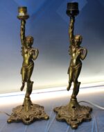 Lámparas de bronce estilo art nouveau. Vintage. Candelabros. - Imagen 10