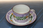 Taza y plato de porcelana Limoges, Betoule Legrand & Cie, Francia. 1904 – 1920.