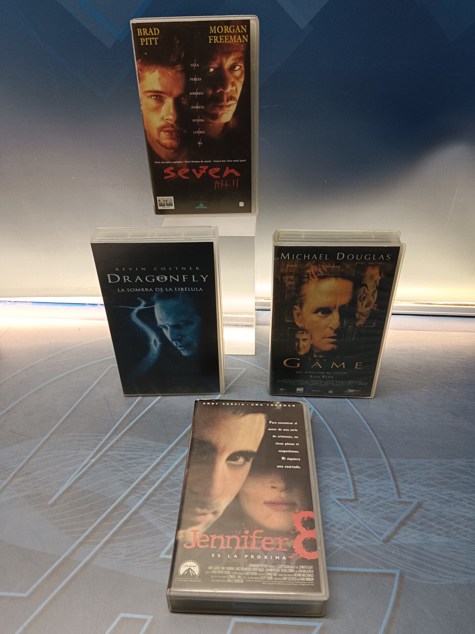 4 VHS, suspense, Seven + Jennifer 8 + The Game + Dragonfly