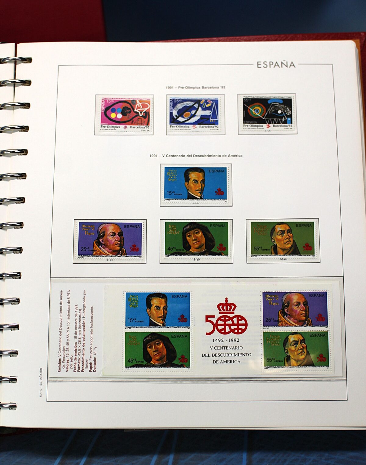 IMG_9850 2. Álbum de Sellos Edifil Semi Lujo con Escudo Real España 1991-1996. - Imagen 1