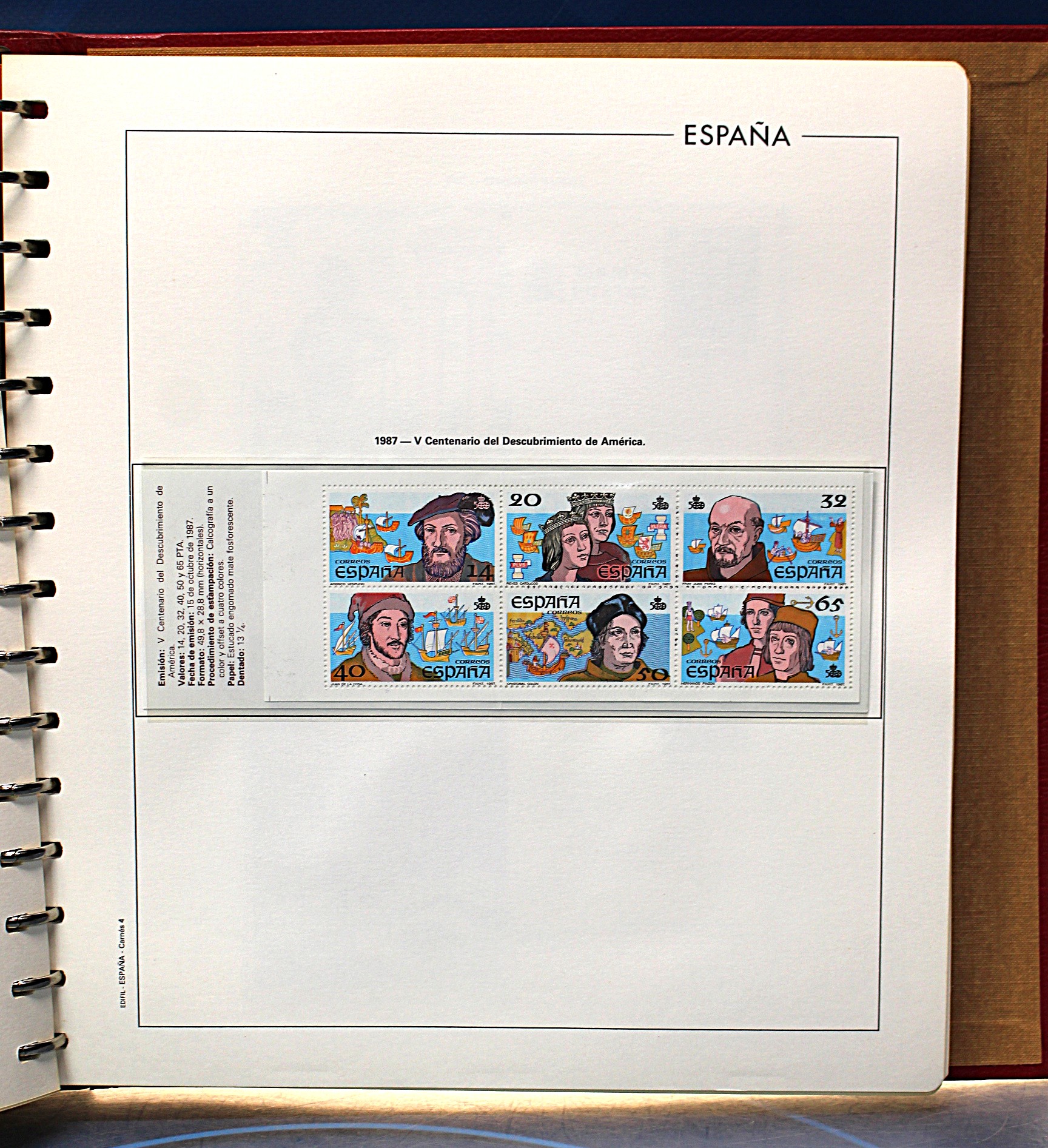 4. Álbum de Sellos Edifil Semi Lujo con Escudo Real España 1985-1990.