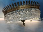 Lampara de techo, circular, 5 focos, araña de cristal y bronce estilo antiguo - Imagen 5