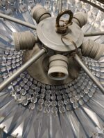 Lampara de techo, circular, 5 focos, araña de cristal y bronce estilo antiguo - Imagen 4