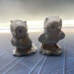 2 figuras porcelana, sambo buhos 13 cm altura