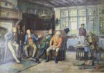 "The Landlord's Party Brew", Margaret Dovaston. Serigrafía en gran marco de madera dorada y tela. - Imagen 2