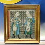 Detalle "Las Cantigas de Santa María, de Alfonso X el Sabio" pintura románica s.XII. Serigrafía