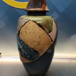 Jarrón Bellini, cerámica italiana, cerámica esmaltada, 54 cm