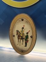 Marco de madera ovalado, dragones del regimiento caballería española 42x28 cm