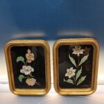 2 marcos , Cuadros de flores pintadas en cristal 20x15 cm