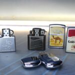 5 mecheros de gasolina, tipo Zippo, publicidad tabaco. Años 90.